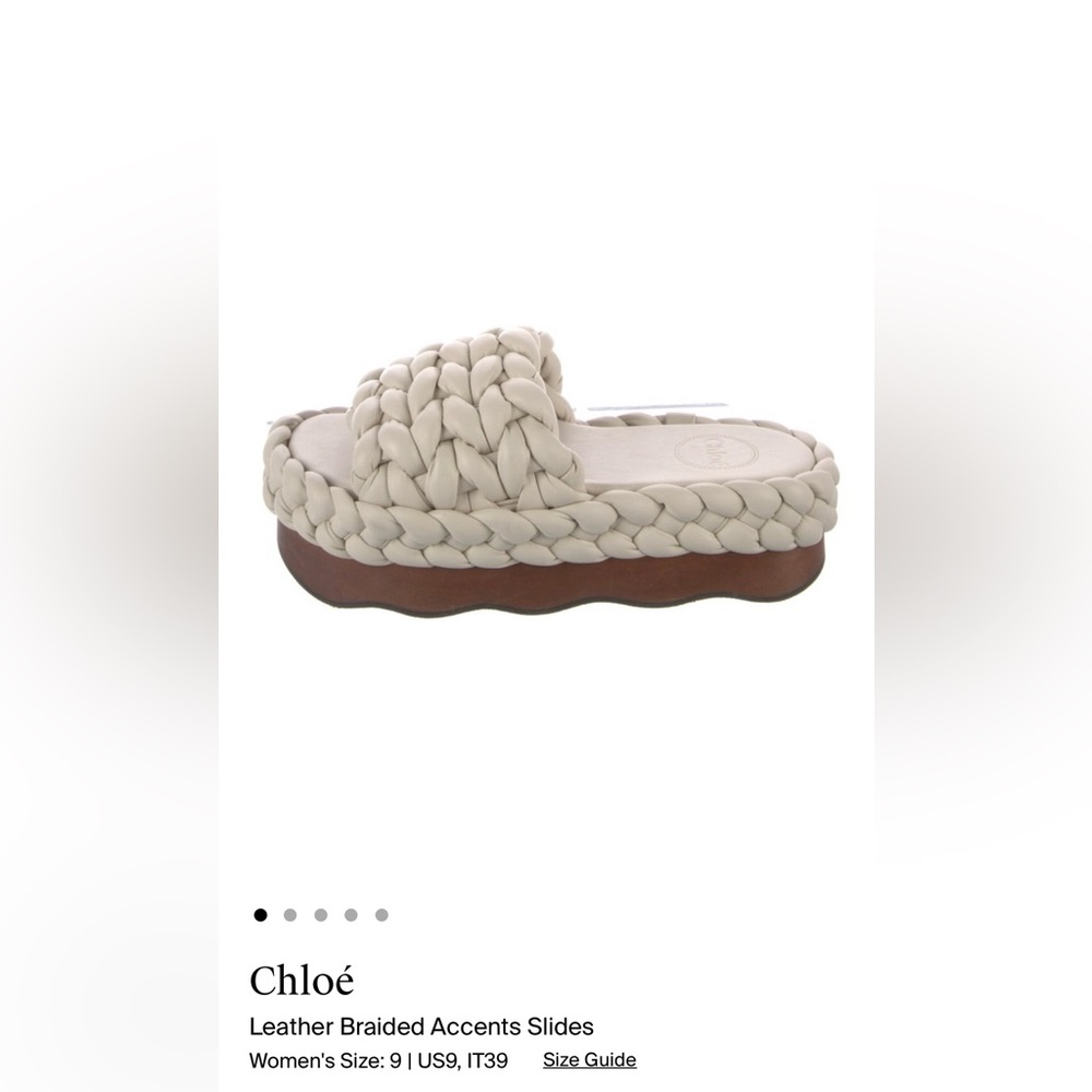 Chloe Leather Braided Slides in White - Size US 9 / EU 39